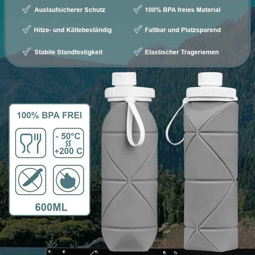 Botella de agua de silicona plegable | 600ml, libre de BPA