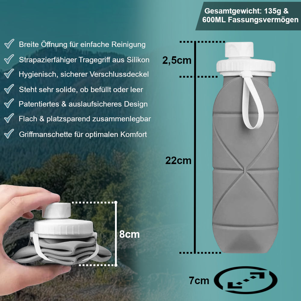 Foldable Silicone Water Bottle | 600ml, BPA free