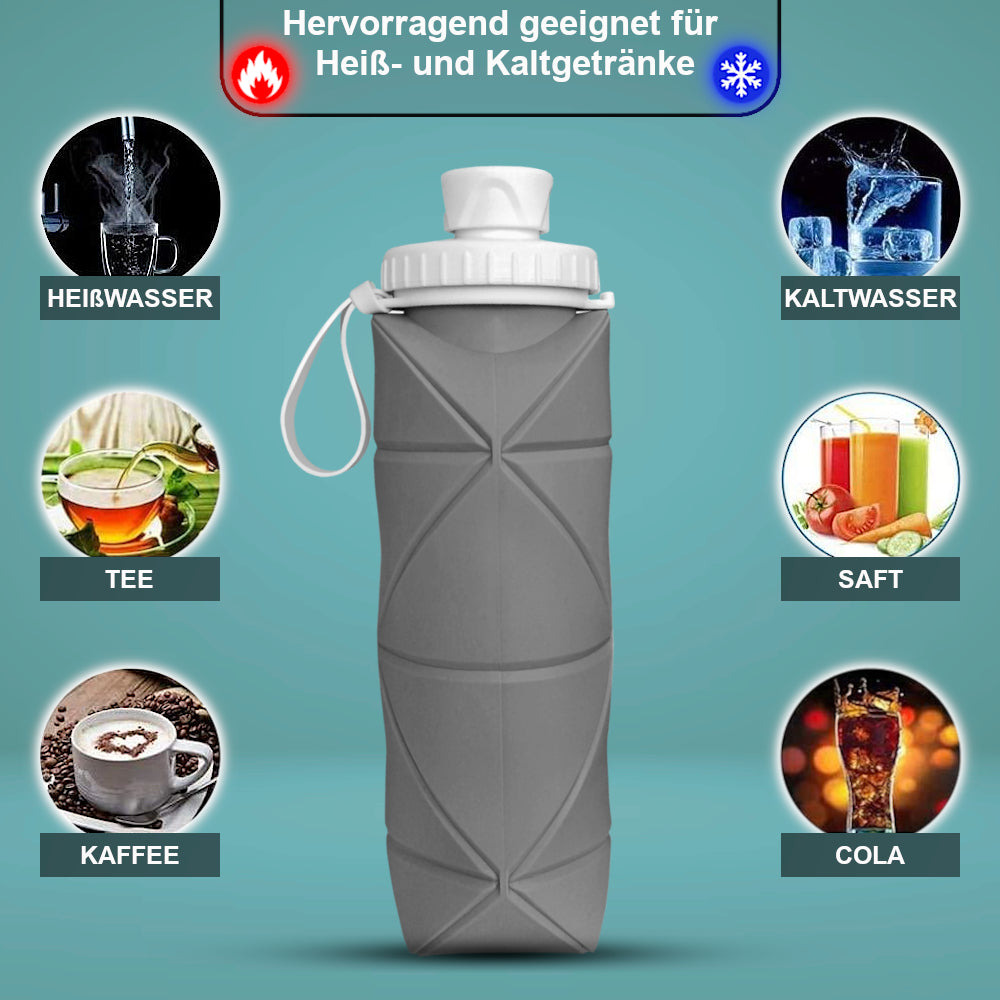 Faltbare Wasserflasche aus Silikon | 600ml, BPA-frei