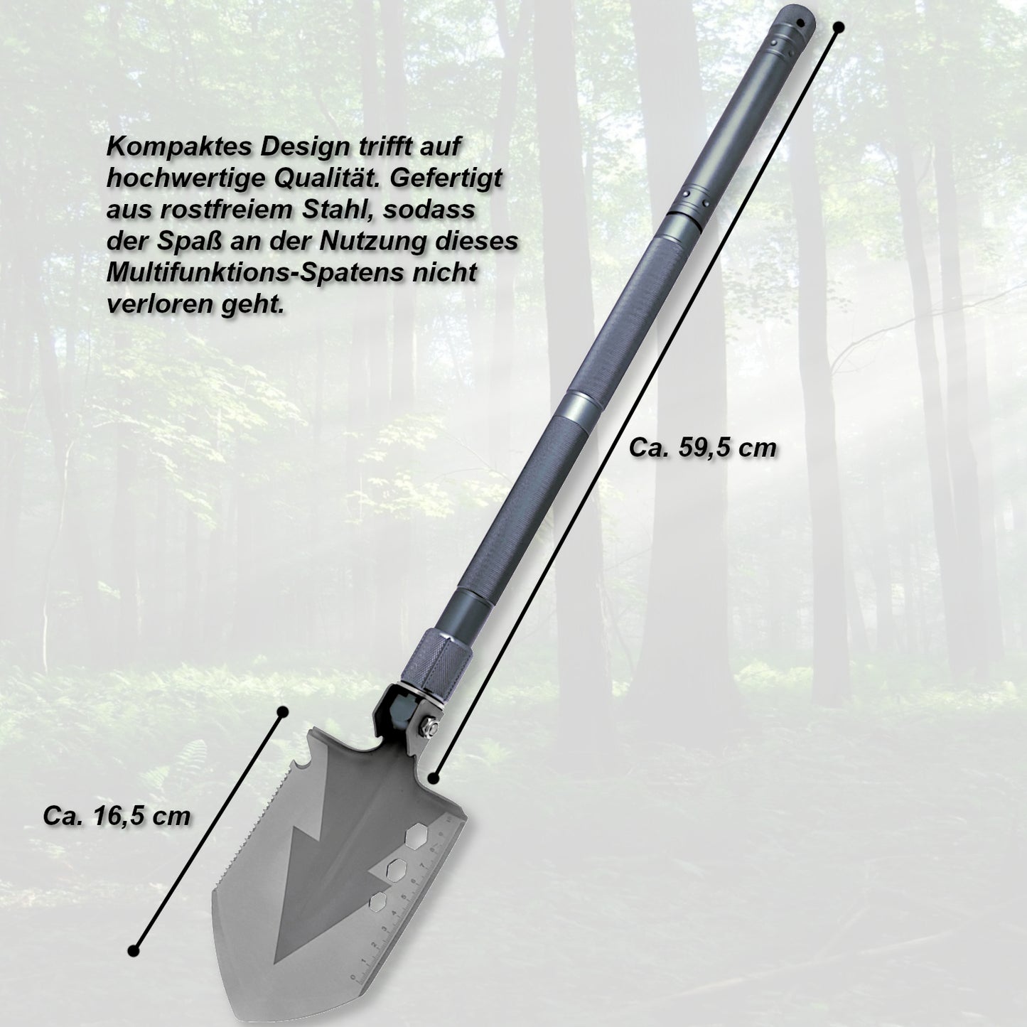 Folding spade, multifunctional shovel stainless steel