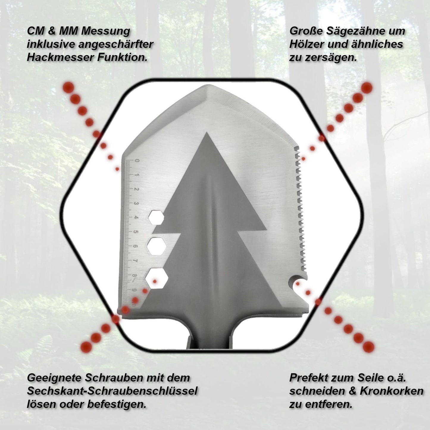 Pala plegable pala multifuncional | acero inoxidable