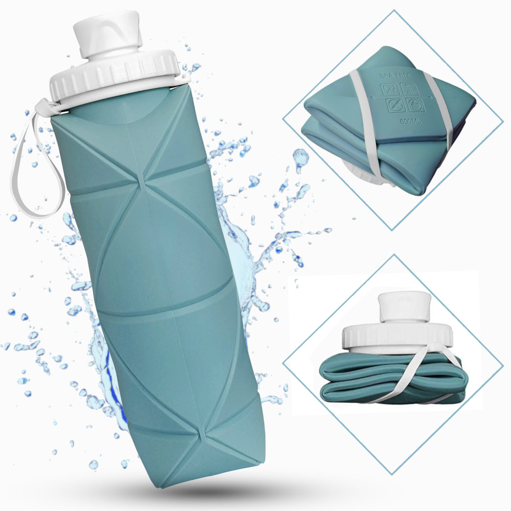 Botella de agua de silicona plegable | 600ml, libre de BPA